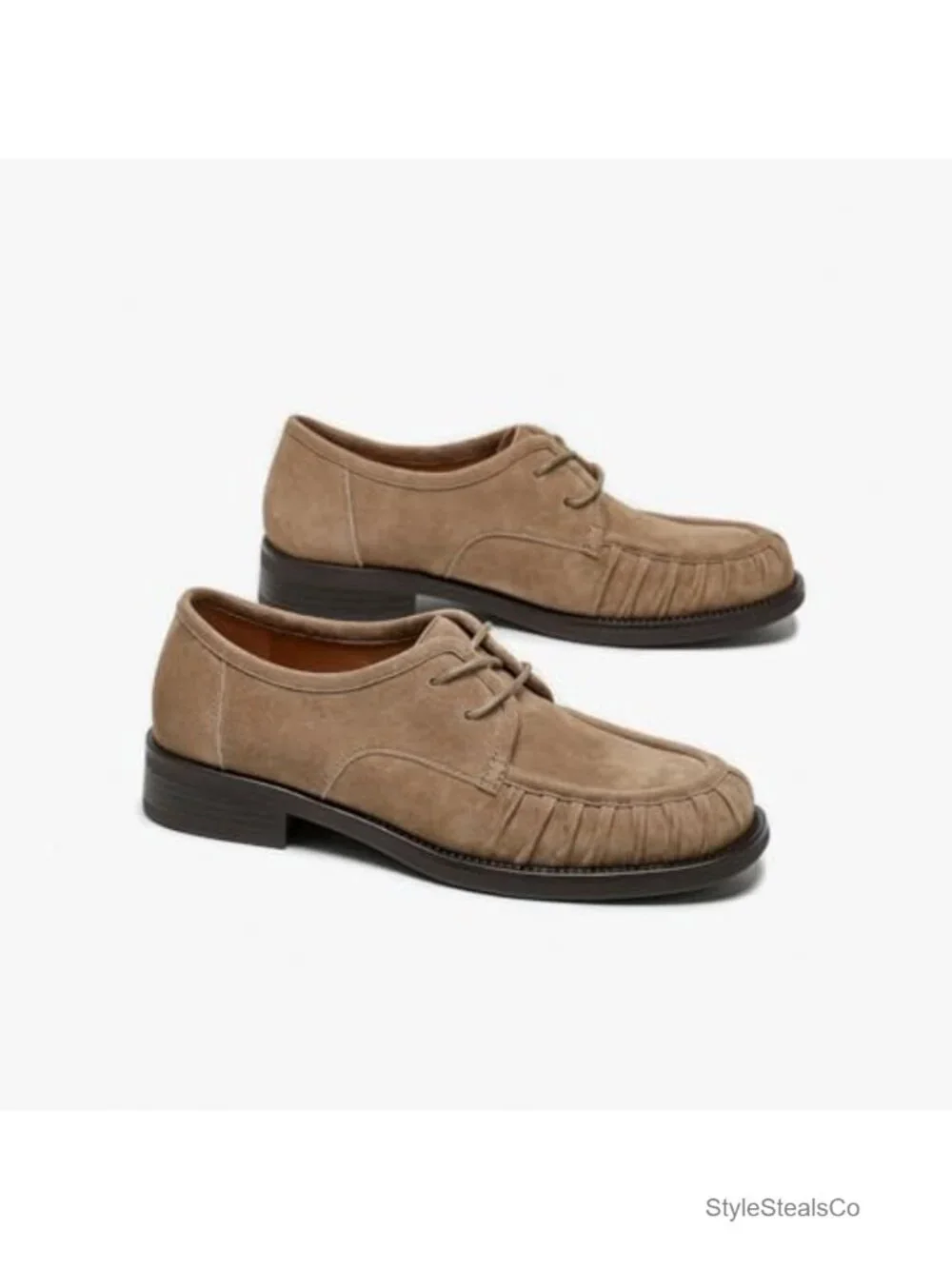 Lambskin Suede Lace Up Loafers Women Casual Office Shoes